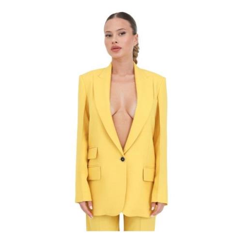 Simona Corsellini Gul Blazer med Enkel Knapp och Fickor Yellow, Dam