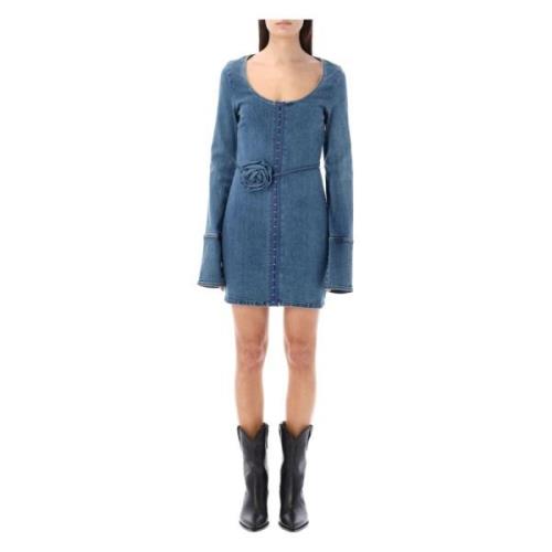 Rotate Birger Christensen Scoop Neck Mini Klänning Blue, Dam