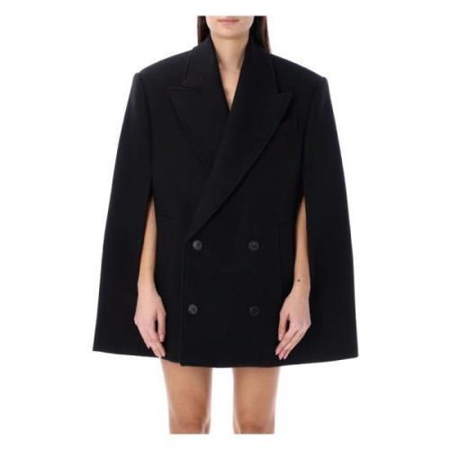 Wardrobe.nyc Dubbelbröstad Crop Cape Black, Dam