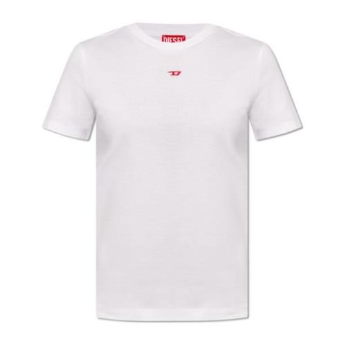 Diesel ‘T-Reg’ T-shirt med logotyp White, Dam