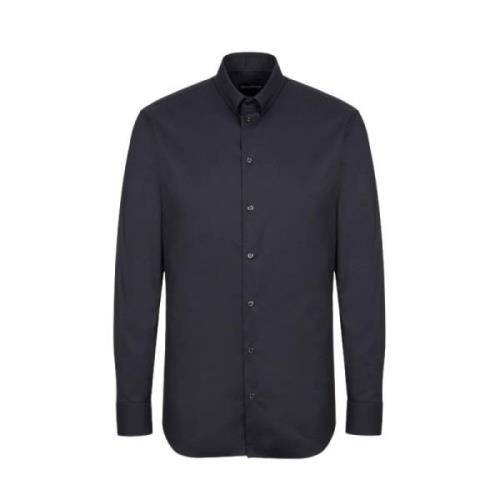 Emporio Armani Italiensk Krage Poplin Skjorta Black, Herr