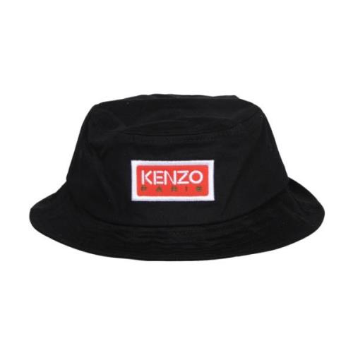Kenzo Stilfull Bucket Hat med Logo Patch Black, Herr