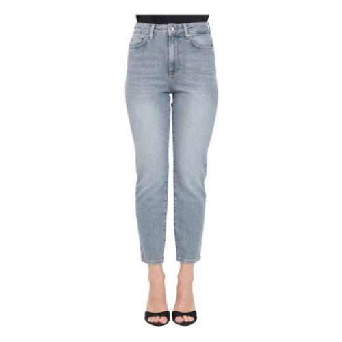 Only Hög midja straight fit denim jeans Blue, Dam