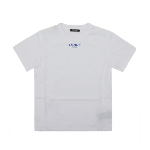 Balmain Vit Blå T-Shirt/Top White, Unisex