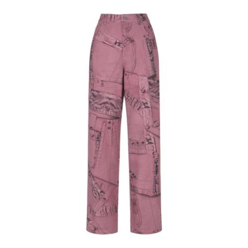 Blumarine Boyfriend Print Jeans Pink, Dam