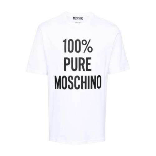 Moschino Vita T-shirts och Polos med Slogan Print White, Herr