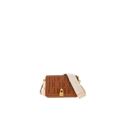 Carolina Herrera Låst Crossbody Mini Andy Väska i Kamel Brown, Dam