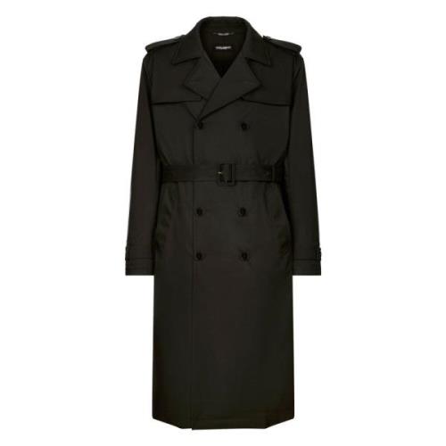 Dolce & Gabbana Svart dubbelknäppt trenchcoat Black, Herr