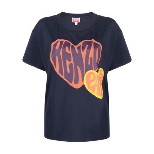 Kenzo Grafiskt Tryck Bomull T-Shirt Blue, Dam