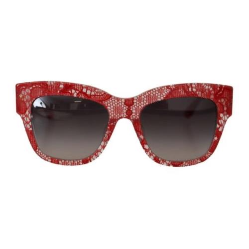 Dolce & Gabbana Spets Acetat Rektangel Solglasögon Red, Dam