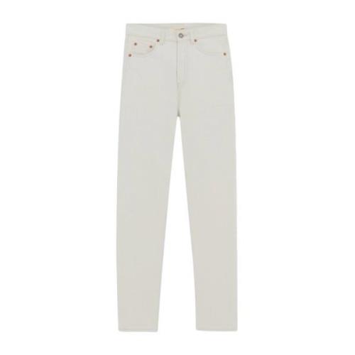 Saint Laurent Hög Midja Slim Fit Jeans White, Dam