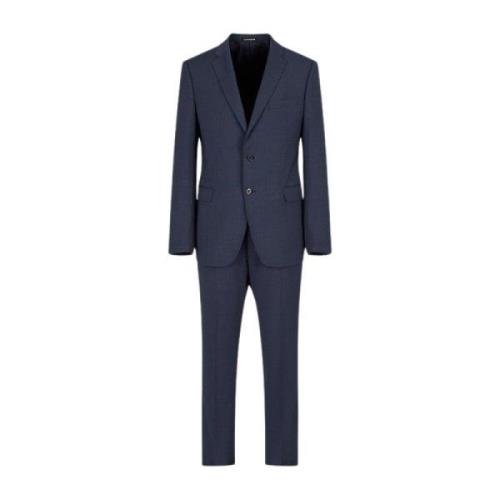 Emporio Armani Slim Fit Enkelknäppt Kostym Blue, Herr