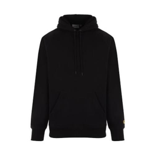 Carhartt Wip Svart huvtröja med logobrodyr Black, Herr