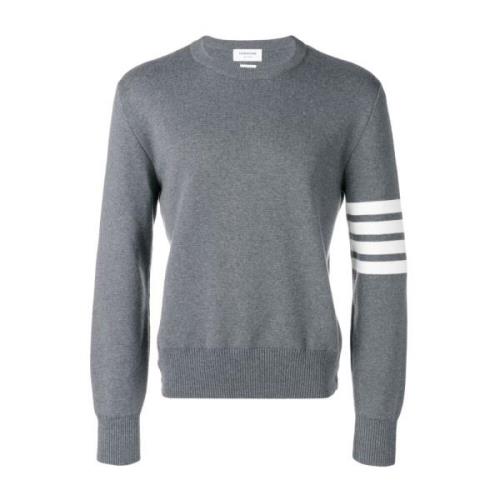 Thom Browne Grå Milano Stitch Bomull Crewneck Tröja Gray, Herr