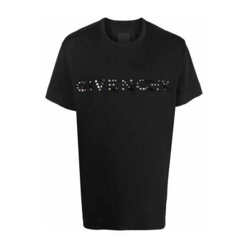 Givenchy Logotyp Bomull T-shirt med Studs Black, Herr