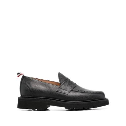 Thom Browne Svarta Penny Loafers i Pebble Grain Läder Black, Dam