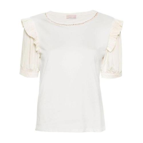 Liu Jo Dam T-shirt med Volanger och Strass White, Dam