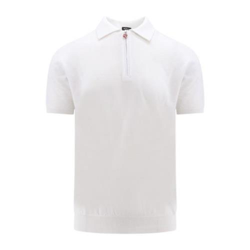 Kiton Vit kortärmad T-shirt med halv dragkedja White, Herr