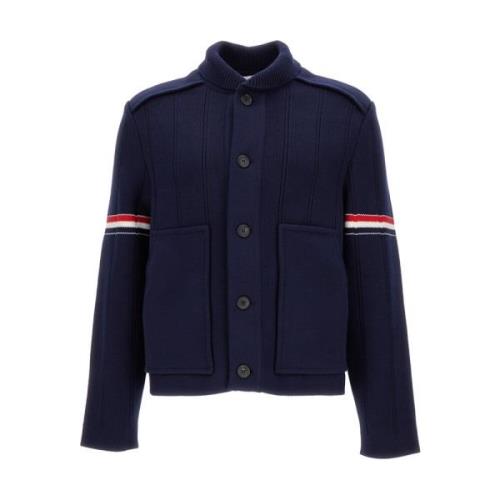 Thom Browne Dubbel Ansikte Shawl Krage Jacka Blue, Herr