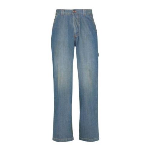 Maison Margiela Blå Stonewashed Straight Jeans för Kvinnor Blue, Dam