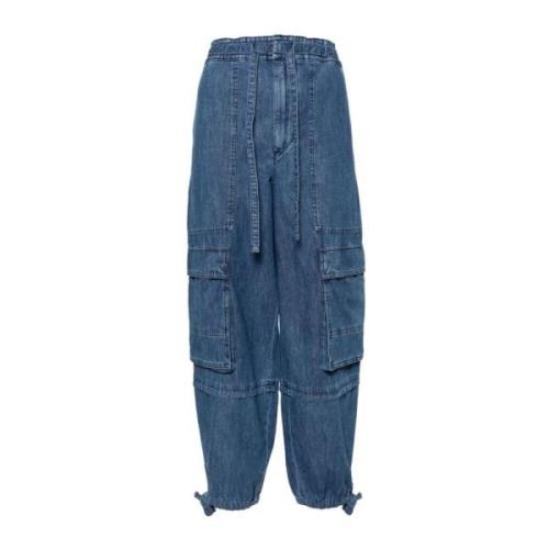 Isabel Marant Étoile Blåa Jeansbyxor med Dragsko i Midjan Blue, Dam