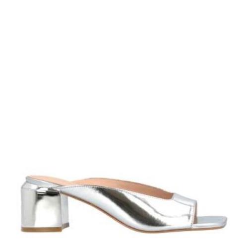 Pinko Spegel Effekt Chunky Klack Mules Gray, Dam