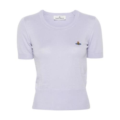 Vivienne Westwood Lavendel Lila Stickad Top med Signatur Orb Logo Purp...