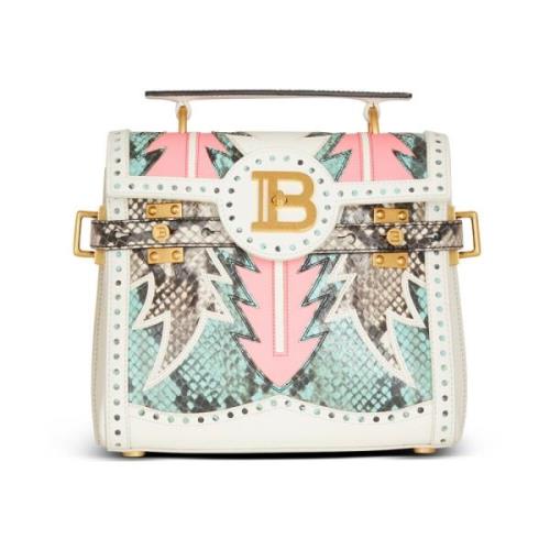 Balmain B-Buzz 23 patchwork läderväska Multicolor, Dam