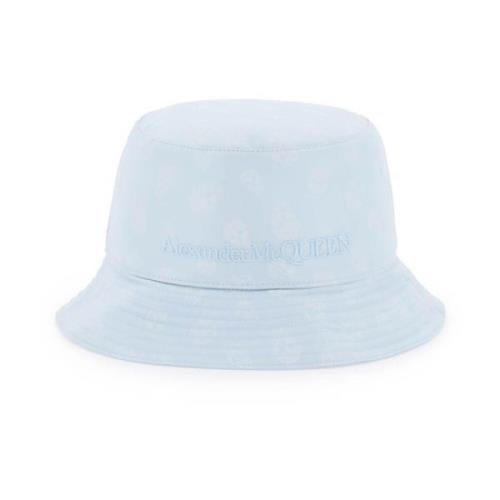 Alexander McQueen Bucket Hat med Skull Print Blue, Dam
