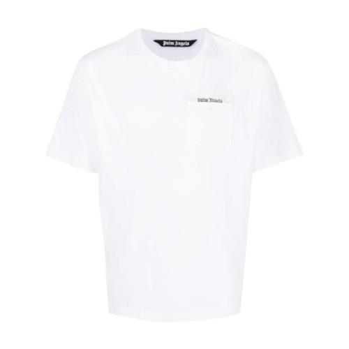 Palm Angels Logo-Tape Bomull T-Shirt White, Herr