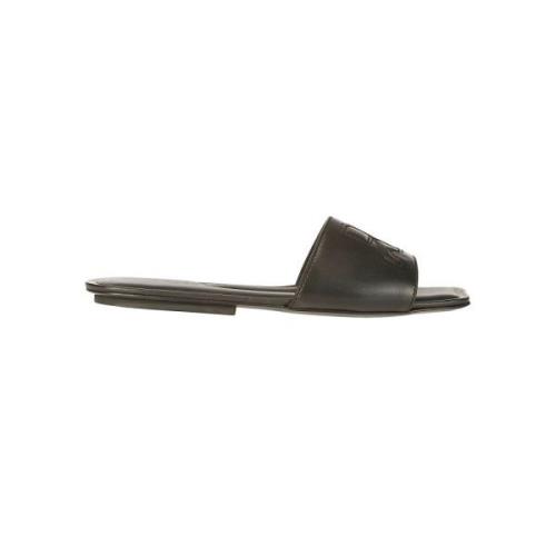 Courrèges Läder Slides Sandaler Black, Dam