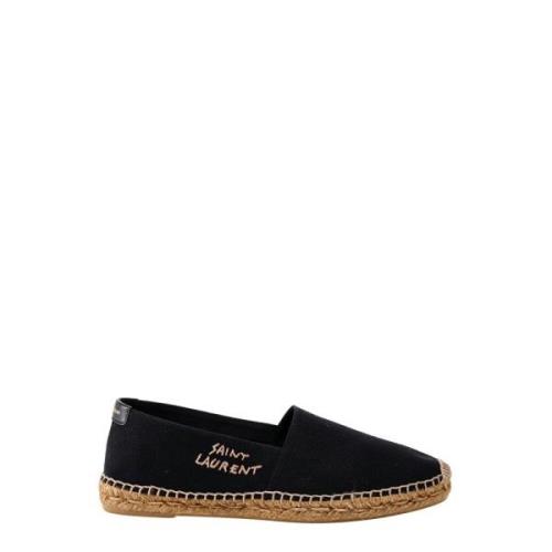 Saint Laurent Läder Espadriller med Logotryck Black, Herr