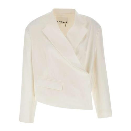 Remain Birger Christensen Vit Asymmetrisk Blazer med Peak Revers White...