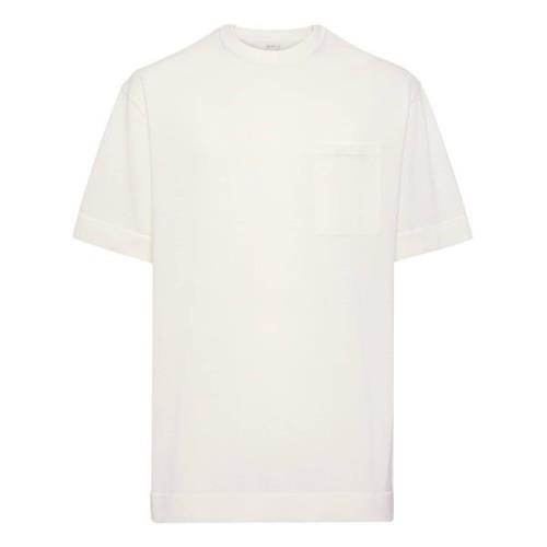 Boggi Milano Pima Bomullstickad T-shirt White, Herr