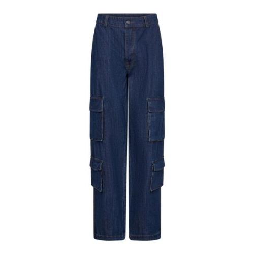 Co'Couture Mörk Denim Cargo Byxor Blue, Dam