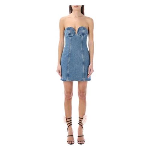 Magda Butrym Blå Denim Bustier Miniklänning Blue, Dam