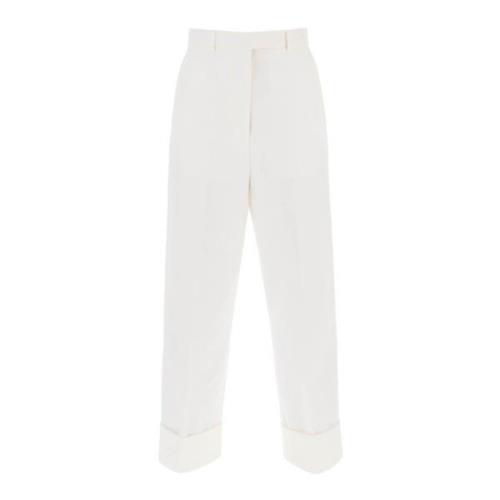 Thom Browne Kort Wide Leg Jeans White, Dam