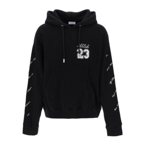 Off White Skate Hoodie med 23 Logo Black, Herr