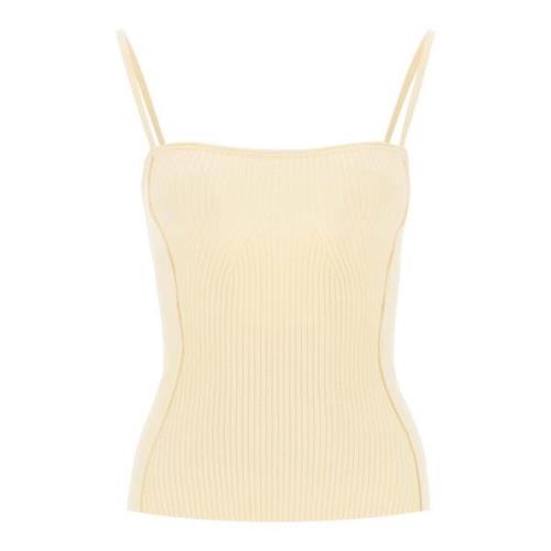 Jacquemus Sierra Stickad Tank Top Beige, Dam