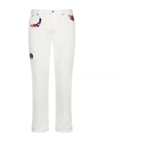 Dior Stiliga Patches Jeans Uppgradera Samling White, Herr