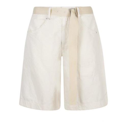 High Mjuk Pform Linne och Bomull Bermuda Shorts Beige, Dam