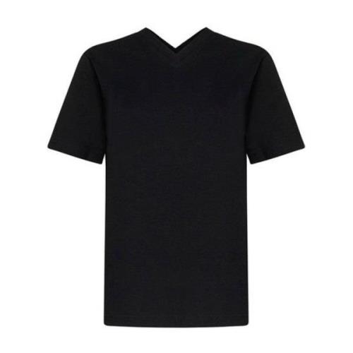 Bottega Veneta Bomull V-Hals T-Shirt Black, Dam