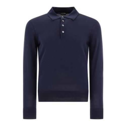 Tom Ford Ull Polo Tröja Blue, Herr