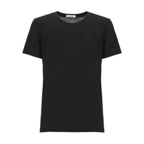 Jil Sander Svart Bomull T-shirt med Tryckt Logotyp Black, Herr