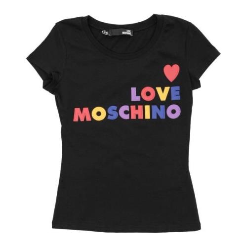 Love Moschino Svart bomullst-shirt med detalj Black, Dam