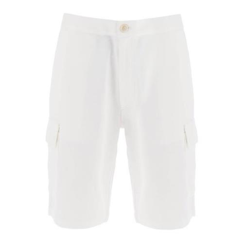 Brunello Cucinelli Cargo Shorts i Jersey White, Herr