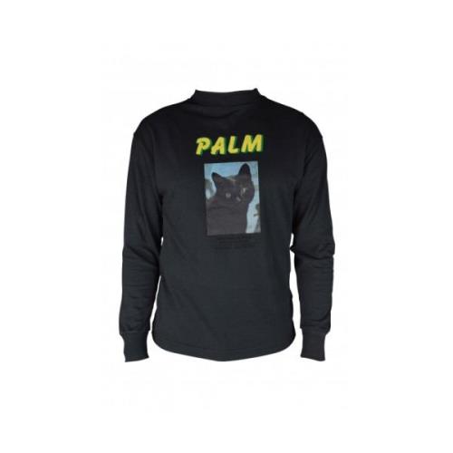 Palm Angels Grå Långärmad Katt T-shirt Gray, Herr