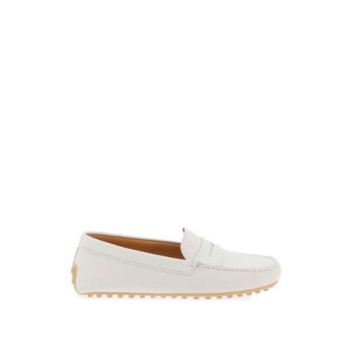 Tod's City Gommino Läderloafers White, Dam