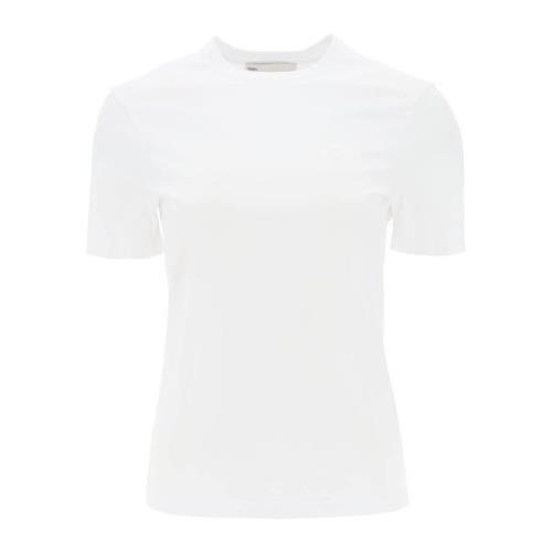 Tory Burch T-shirt med broderad logotyp White, Dam