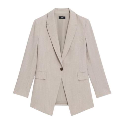 Theory Etiennette Blazer i God Ull Sand Melange Beige, Dam